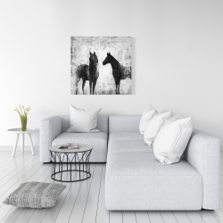 Toile 36 x 36 - Chevaux blancs et noirs