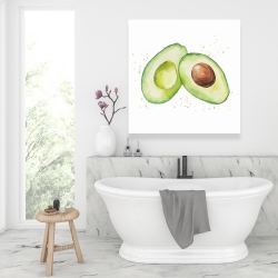 Toile 36 x 36 - Avocat ouvert à l'aquarelle
