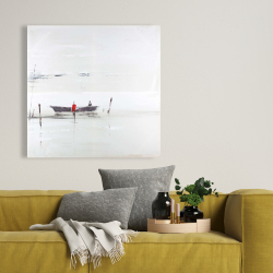 Canvas 36 x 36 - Minimalist boat on the lake