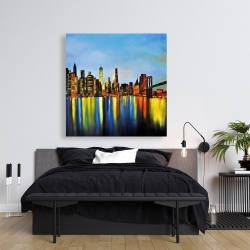 Toile 36 x 36 - Ville de nuit avec pont