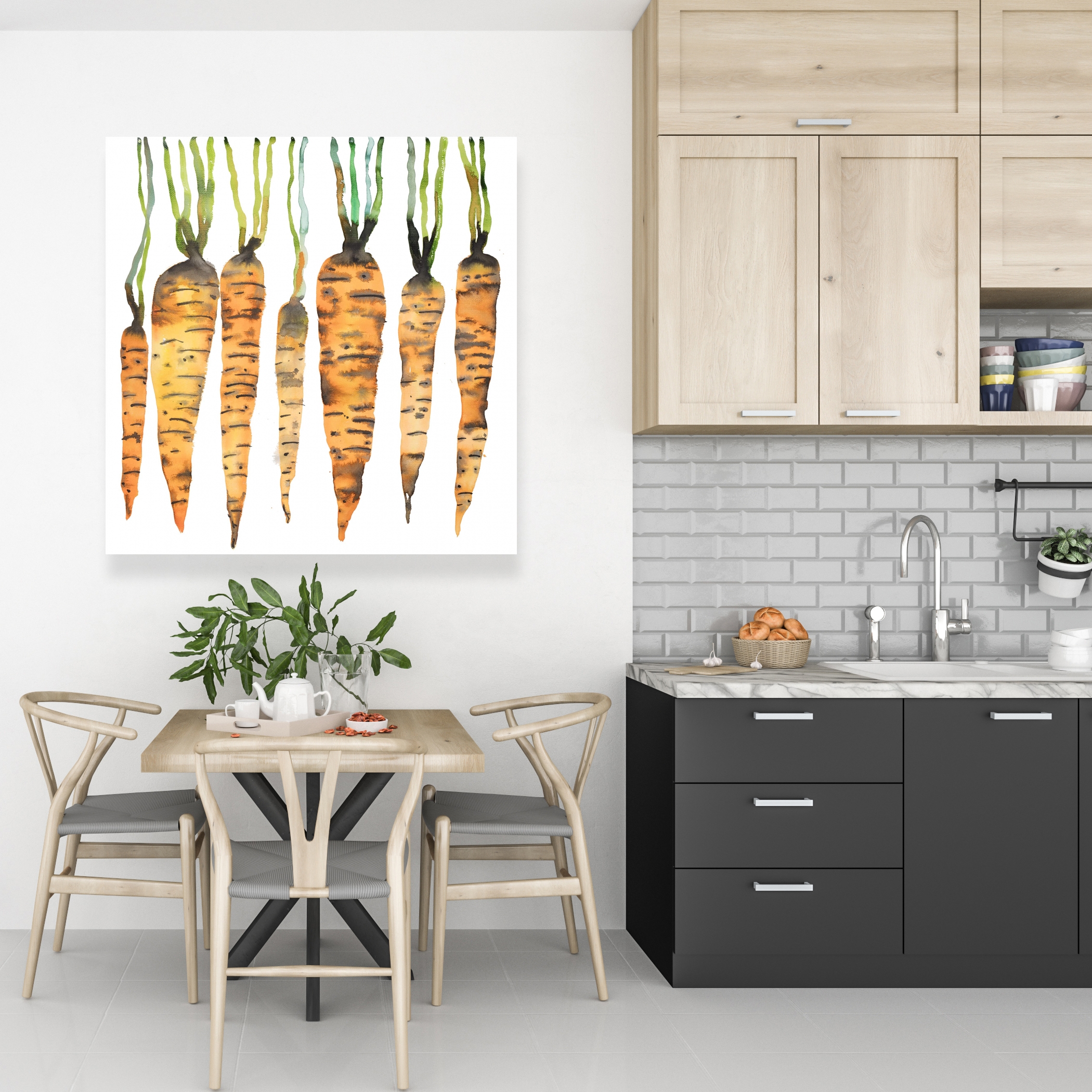 Canvas 36 x 36 - Watercolor carrots