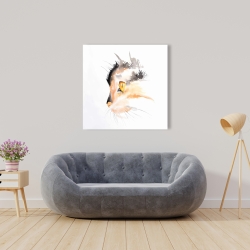 Toile 36 x 36 - Profil d'un chat à l'aquarelle
