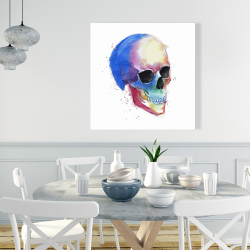 Toile 36 x 36 - Profil de crâne coloré aquarelle
