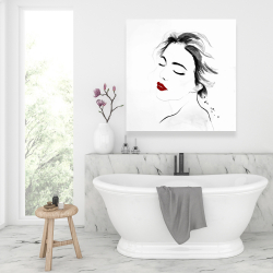 Toile 36 x 36 - Portrait de dame sereine en noir