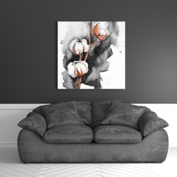 Toile 36 x 36 - Fleurs de cotton sur fond noir