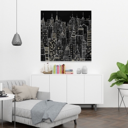 Toile 36 x 36 - Tours d'une ville illustrative