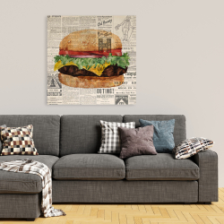 Canvas 36 x 36 - Vintage style all dressed cheeseburger