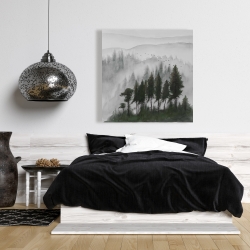 Canvas 36 x 36 - Mountains landscape in dark watercolor
