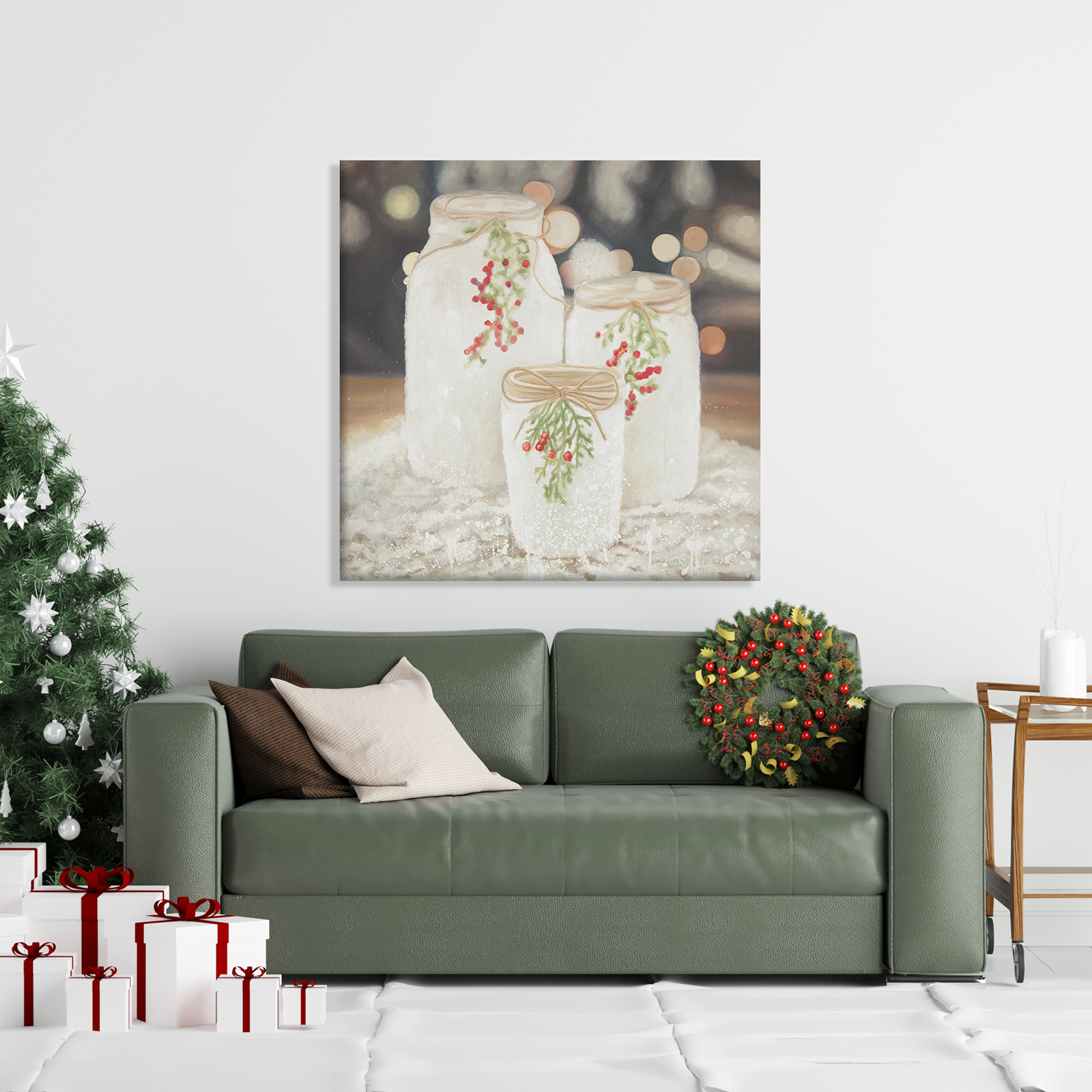 Toile 36 x 36 - Bougies de noël
