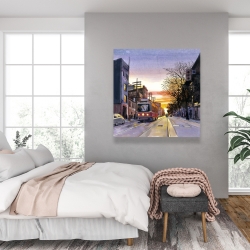 Toile 36 x 36 - Coucher de soleil une rue torontoise