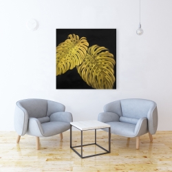 Toile 36 x 36 - Feuille monstera doré