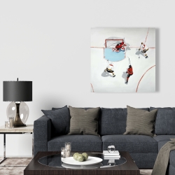 Toile 36 x 36 - Partie de hockey mouvementé