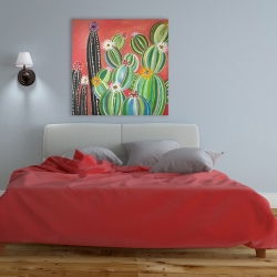 Toile 36 x 36 - Cactus en arc-en-ciel