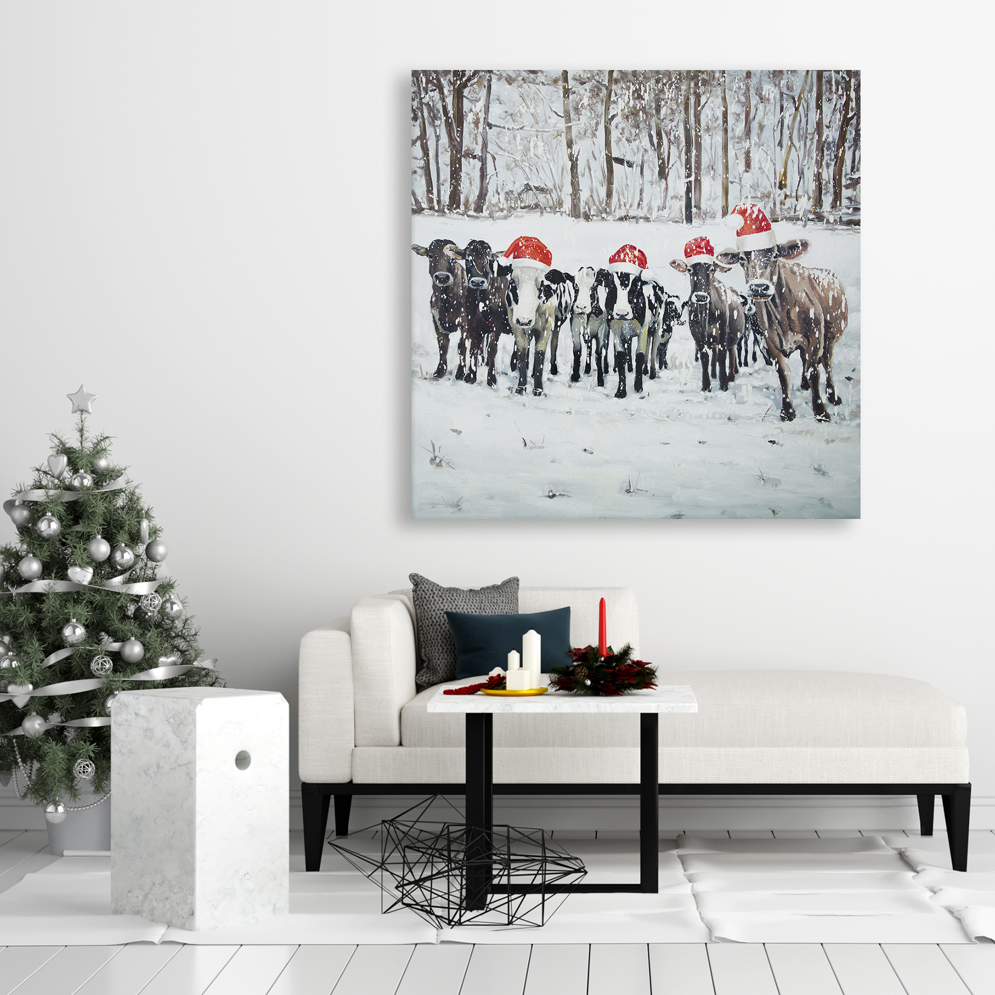Canvas 36 x 36 - Curious christmas cows