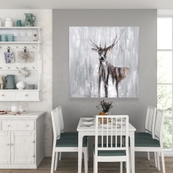 Toile 36 x 36 - Chevreuil abstrait dans la foret