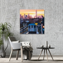Canvas 36 x 36 - Sunset over the subway in new-york