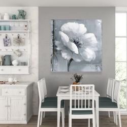 Toile 36 x 36 - Fleurs grises et blanches