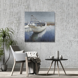 Toile 36 x 36 - Bateau de pêche bleu