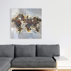 Toile 36 x 36 - Carte du monde texturée avec typographie