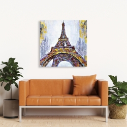 Canvas 36 x 36 - Abstract paint splash eiffel tower