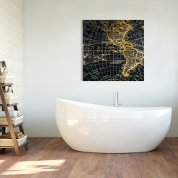 Toile 36 x 36 - Globe terreste bleu et doré