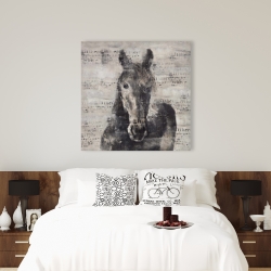 Toile 36 x 36 - Cheval abstrait et typographie