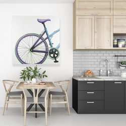 Toile 36 x 36 - Bicyclette bleue et mauve