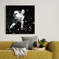 Canvas 36 x 36 - Hockey player ready for action