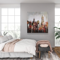 Toile 36 x 36 - Ville avec éclats de peinture