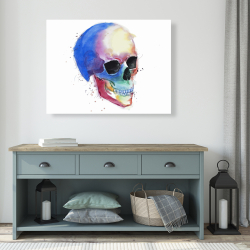 Toile 36 x 48 - Profil de crâne coloré aquarelle