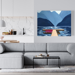 Canvas 36 x 48 - Lake, quai & mountains