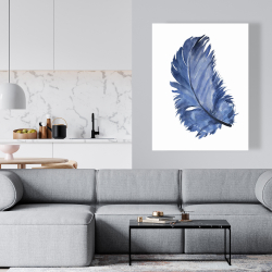 Toile 36 x 48 - Plume bleue à l'aquarelle