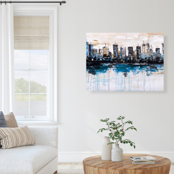 Canvas 36 x 48 - Abstract city with reflection on water