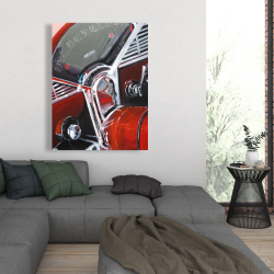 Toile 36 x 48 - Tableau de bord de voiture rouge vintage