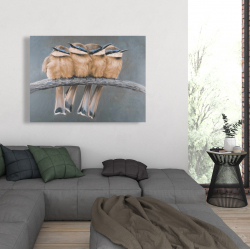 Canvas 36 x 48 - Four birds on a branch
