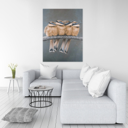 Canvas 36 x 48 - Four birds on a branch