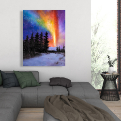 Canvas 36 x 48 - Aurora borealis in the forest