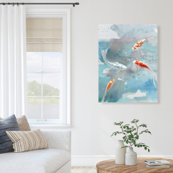 Canvas 36 x 48 - Koi fish in blue water