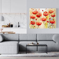 Toile 36 x 48 - Jardin de fleurs rouge