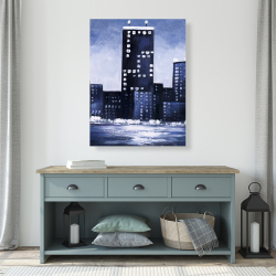 Canvas 36 x 48 - Dark blue cityscape