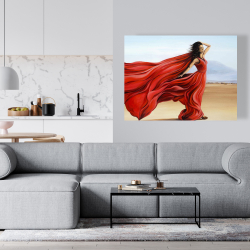 Toile 36 x 48 - Robe rouge dans le désert