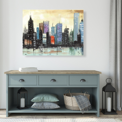 Canvas 36 x 48 - Skyline on abstract cityscape