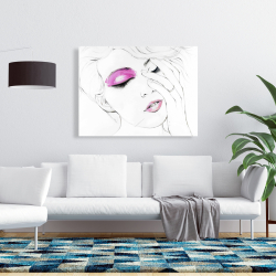 Toile 36 x 48 - Portrait de femme avec maquillage rose