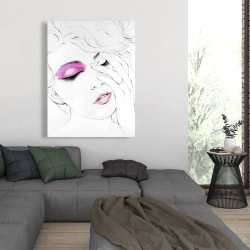 Toile 36 x 48 - Portrait de femme avec maquillage rose