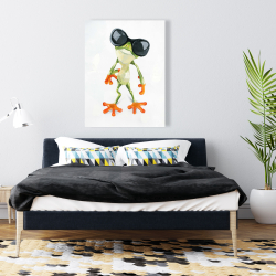 Toile 36 x 48 - Drôle de grenouille à lunettes de soleil