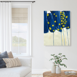 Canvas 36 x 48 - Abstract blue and yellow flowers
