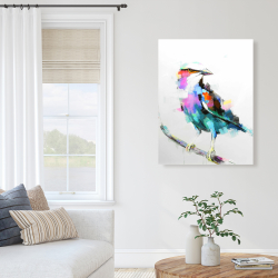 Canvas 36 x 48 - Colorful abstract bird on a branch