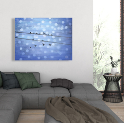 Toile 36 x 48 - Oiseaux sur ciel bleu scintillant