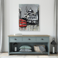 Canvas 36 x 48 - London street with red bus
