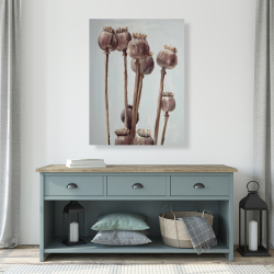 Canvas 36 x 48 - Sepia poppy head plants